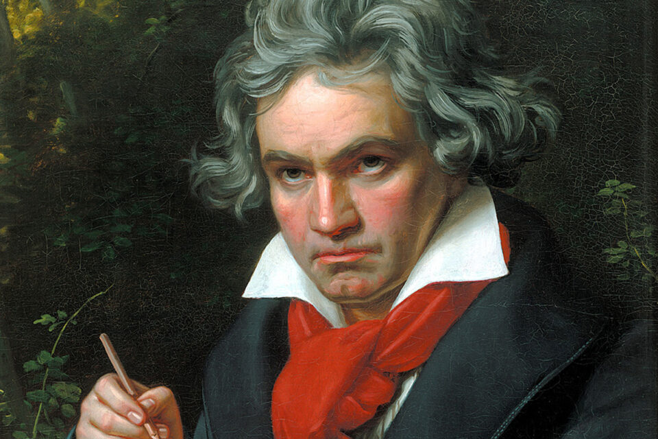 Ludwig van Beethoven travaillant à la Missa solemnis (portrait de Joseph Karl Stieler de 1820).